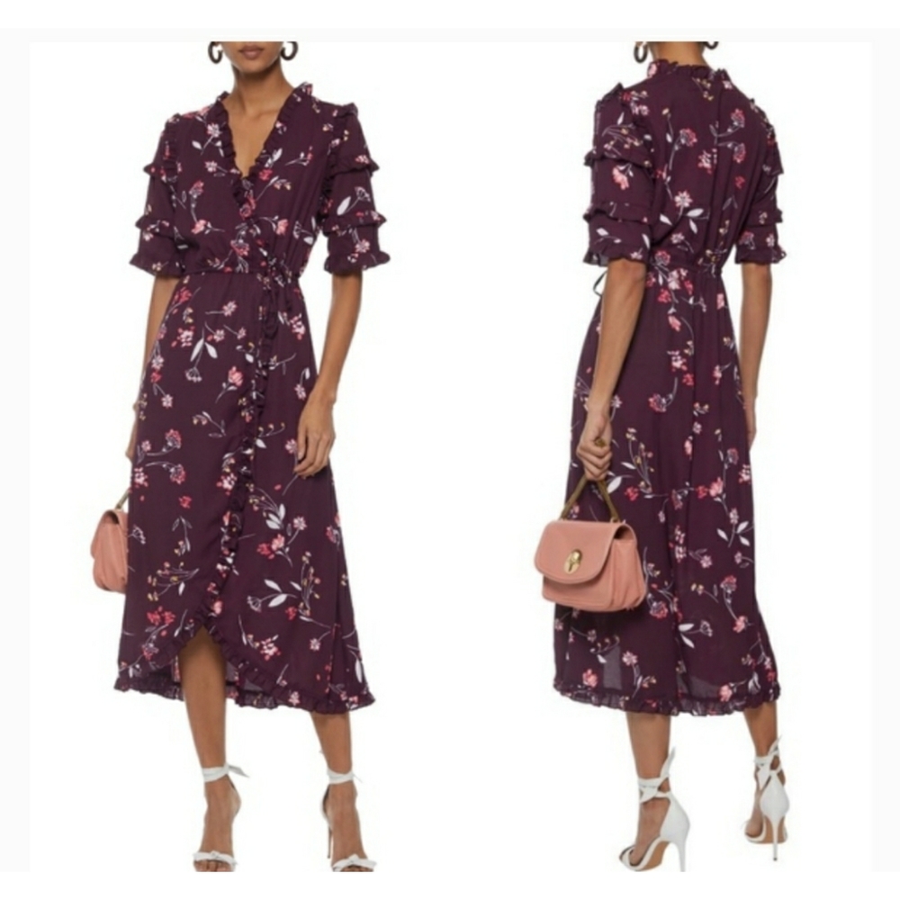 Walter Baker Havana Ruffle Trimmed Midi Dress